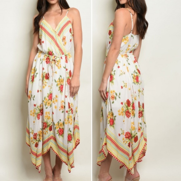 FLORAL PRINT MAXI BOHO DRESS - Picture 1 of 10